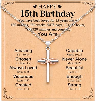 UPROMI Happy 10th/11th/12th/13th/14th/15th/16th/17th/18th/21st Birthday Gifts for Girls Her, Cross Necklace Birthday Gift Ideas