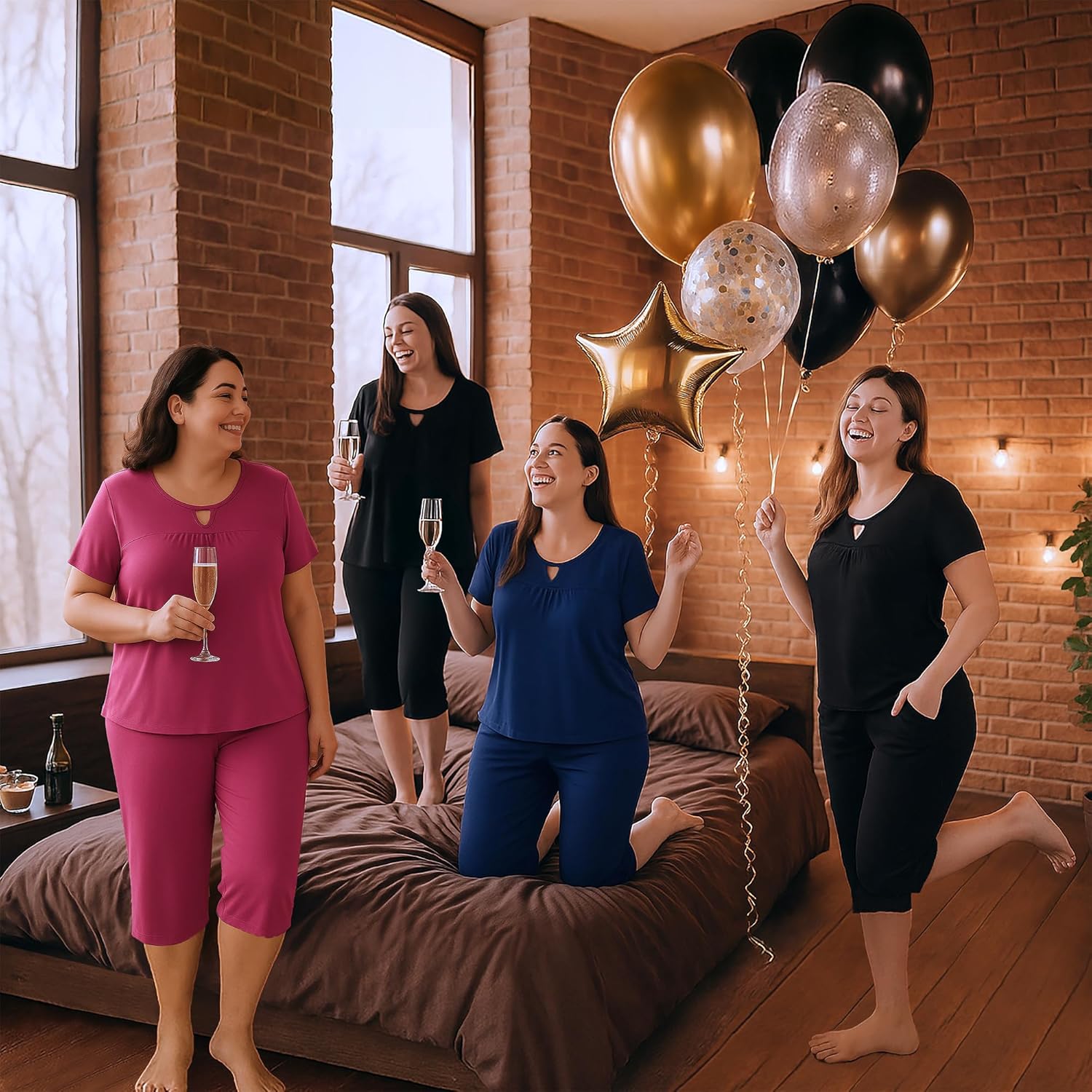 Heat Move Women’s Plus Size 2-Piece Pajama Set – Soft Short Sleeve Top & Capri Pant Sleepwear with Pockets, L-5XL - Image 6