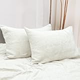 NTBAY French Linen Pillow Cases - Yarn Dyed 2 Pack 100% Linen King Pillowcases, Breathable and Cooling Washed Pillow Cases with Envelope Closure, 20x36 Inches, Off White