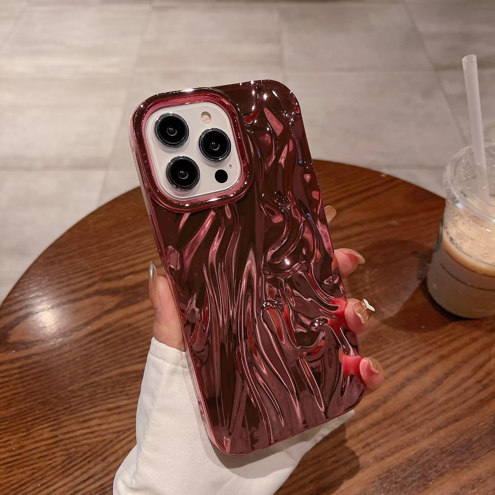 Custodia Per IPhone 12 Con Design Onda D'Acqua - 3D Increspature, Lucido Con Brillantini, TPU Morbido Antiurto - Foto 13