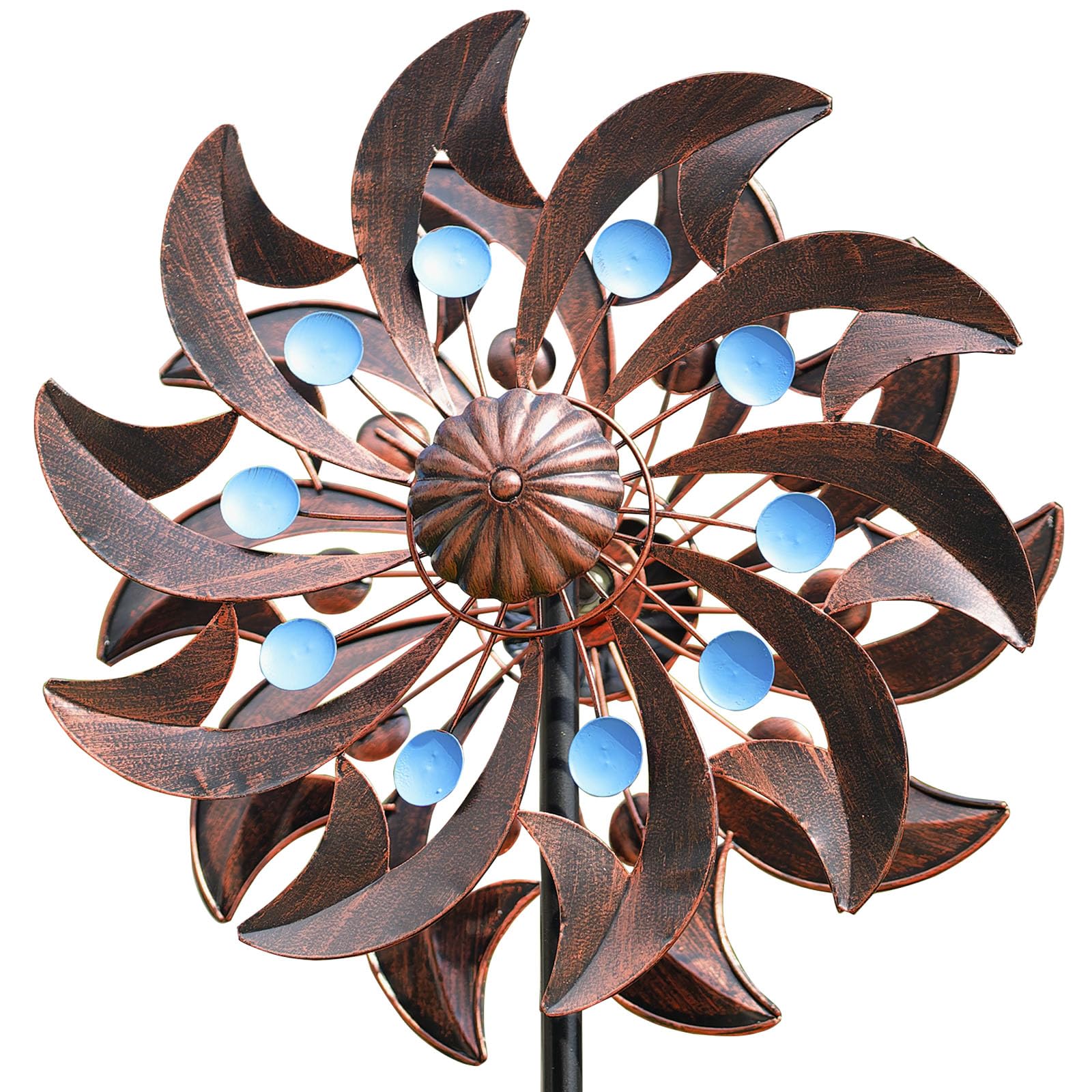 Wind Spinners Outdoor, Brown Metal Kinetic Wind Spinner, Metal Yard Art Wind Sculpture for Outside Garden Patio Lawn Decor