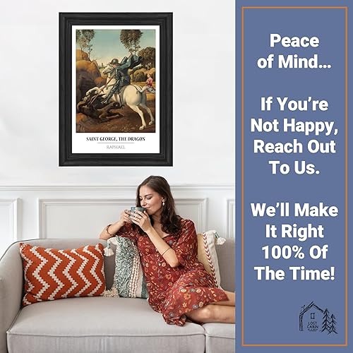Vista 31 de Cabaña perdida de San Jorge y el dragón de Raphael Impresión en marco plano negro Reproducción de pintura de obras de arte fino Póster 2-San