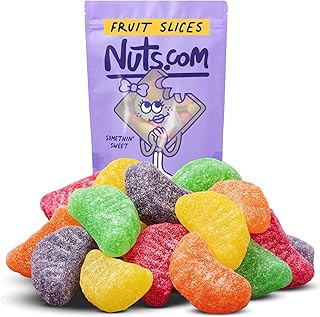 Nuts com Fruit Slice Candy - Assorted Gummy Fruit Slices, Sugar Coated Jelly Candy, Candied Fruit Slices Mix, Cherry Orange Lemon Grape Lime, Jellied Fruit Slices Candy, 13 oz