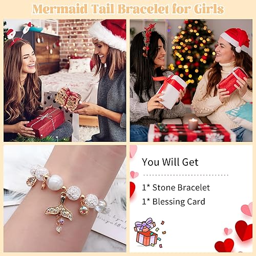 Miniatura 5 de 72ore Pulsera de cola de sirena para niñas, pulsera motivacional de cristal, pulsera inspiradora, regalo de cumpleaños, Acción de Gracias, Navidad,