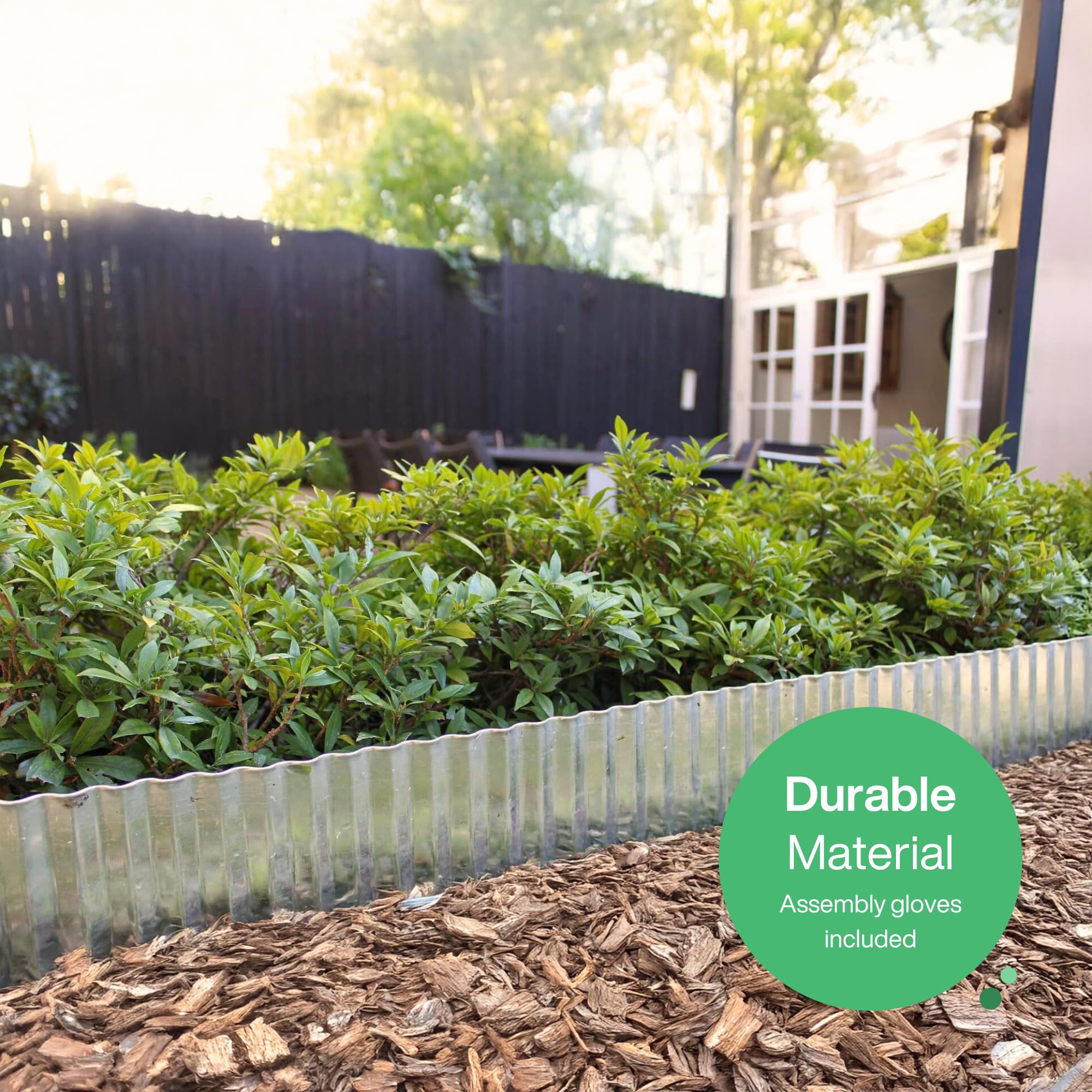 UNIGARDIA Galvanised Steel Lawn Edging 6 m, Metal Garden Edging 15 cm High, Easy to Install, Corrugated Garden Edge Border - Image 2