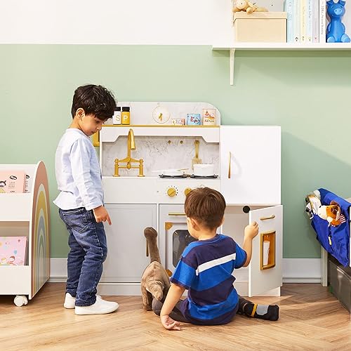 Miniatura 2 de Teamson Kids - Juego de cocina de madera para niños, juego de cocina para niños pequeños, juegos de cocina de juguete de simulación para niños de 4