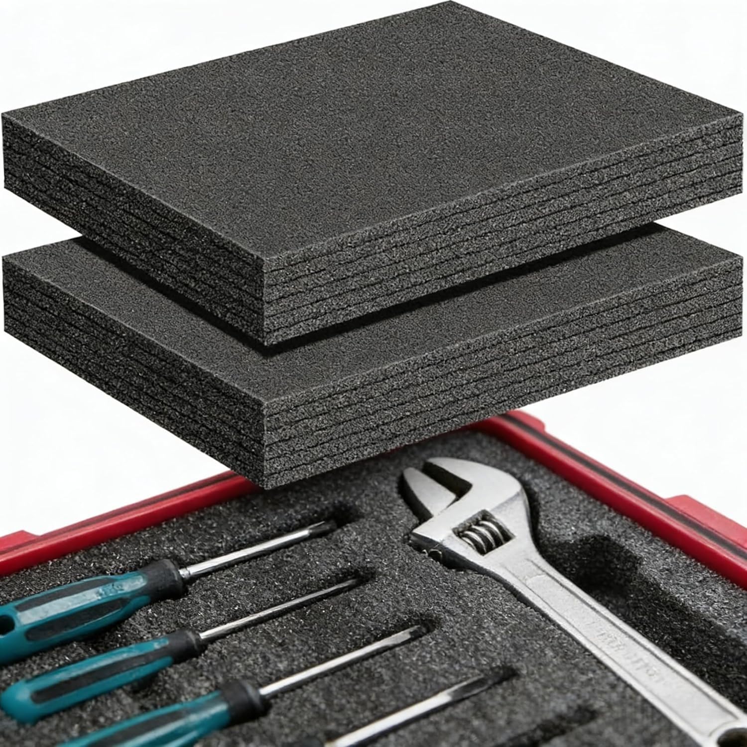 Inserti in schiuma per cassetta degli attrezzi, 40 x 30 x 5,5 cm, fogli di schiuma di poliuretano tagliabili, cuscinetti in schiuma ad alta densità da utilizzare per custodie ad incastro per