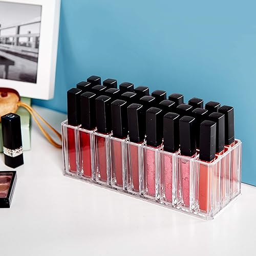 Miniatura 8 de Organizador de brillo de labios, 27 espacios de acrílico transparente, vitrina de brillo de labios