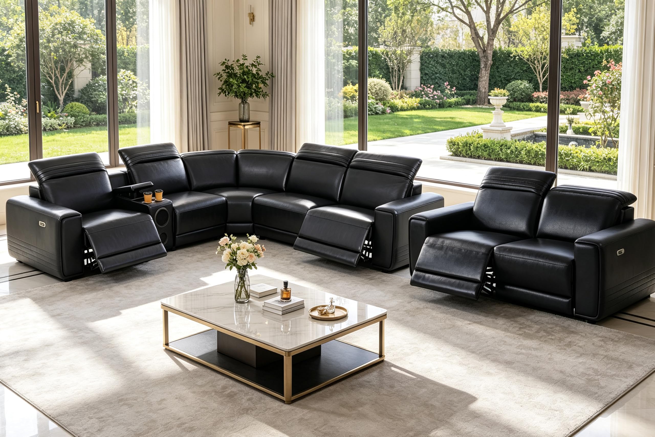 Black / Sectional+Loveseat