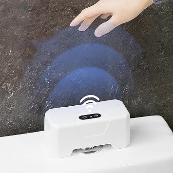 Touchless Sensor Toilet Flusher, Automatic Motion Sensor Flush Kit, IPX5 Lasting Battery, No Touch Flushing, with Automatic Flush Regulation for Water Efficiency