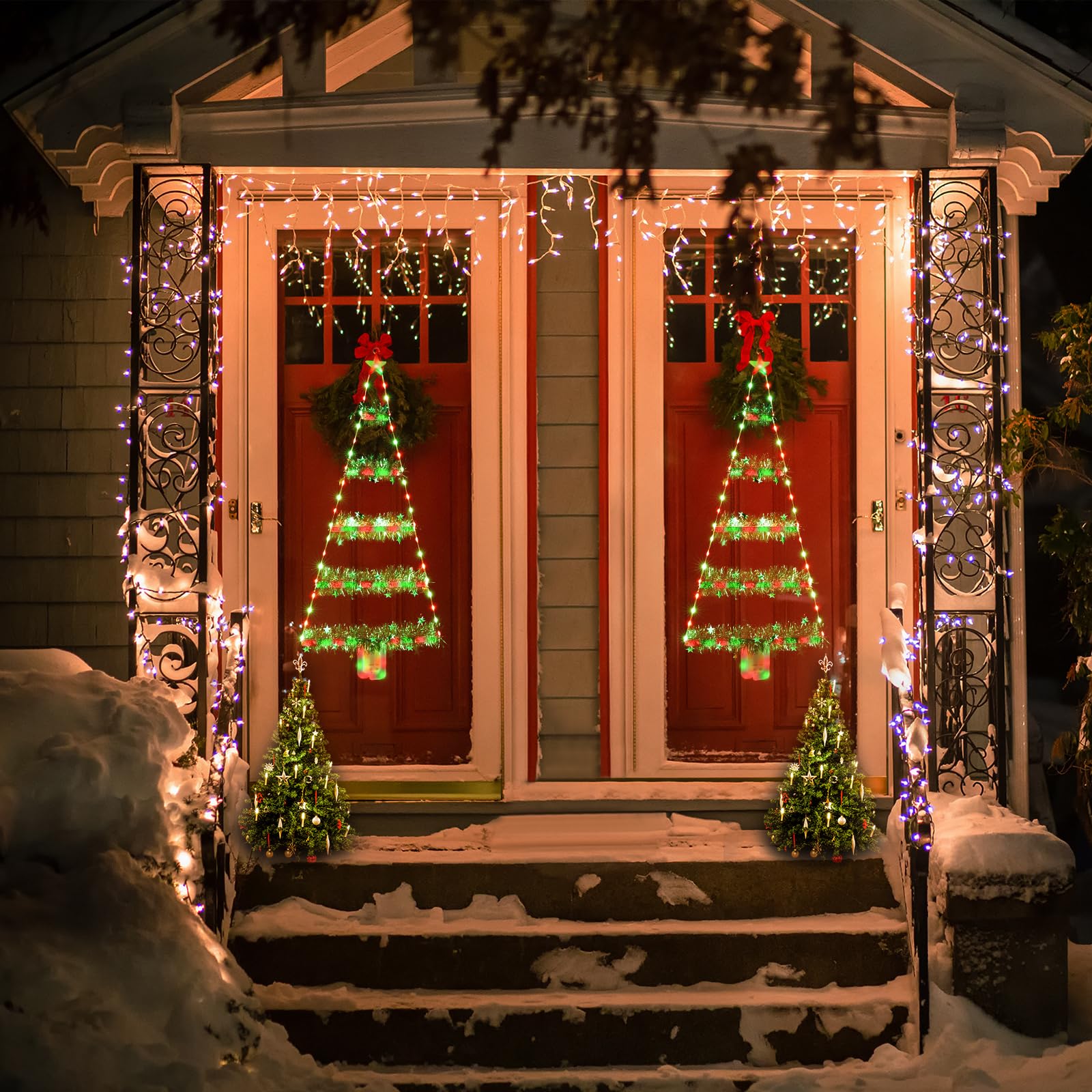 Euakee 3 Meter Luci Decorazioni Natale con Babbo Natale,Luci LED della corda della scala con 8 modalità, Funzione Timer e Memoria, Luci Natalizie per Finestra Esterno ed Interno (Caldo