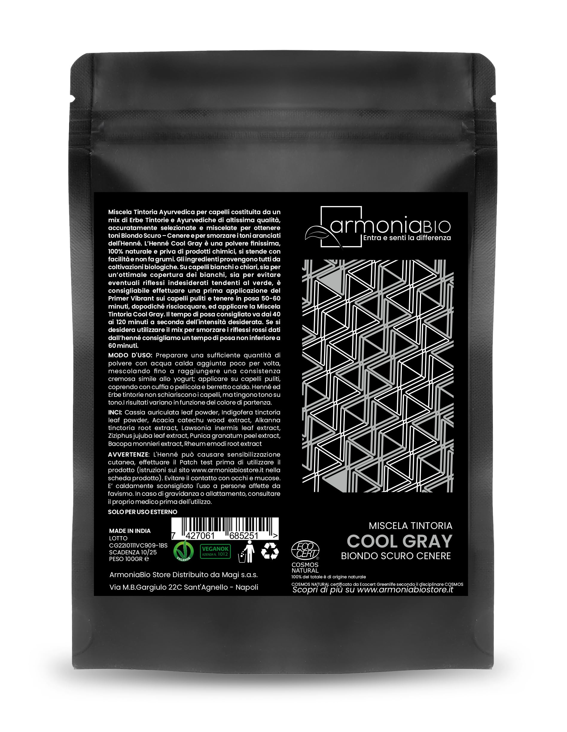 Henné Cool Gray Biondo Scuro Cenere Bio - tinta vegetale