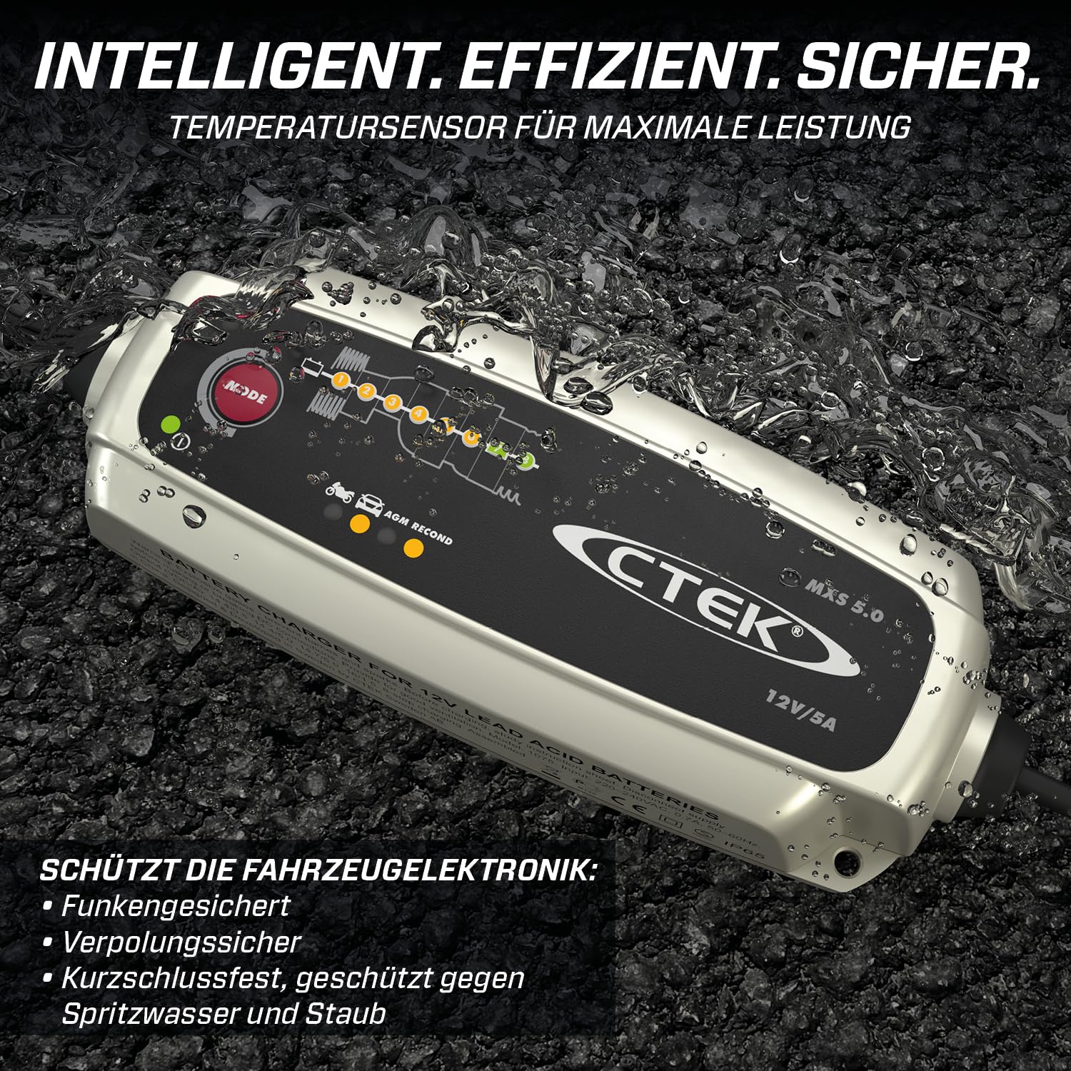 CTEK MXS 5.0 Batterieladegerät 12V Temperaturkompensation AGM-Option Rekonditionierungsmodus