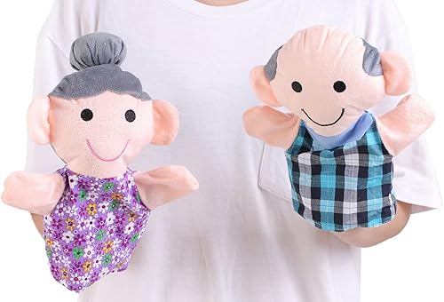 Miniatura 6 de Juego de marionetas de mano, 6 miembros de la familia, marionetas de mano de felpa suave de 9 pulgadas para niños para contar historias, enseñanza,