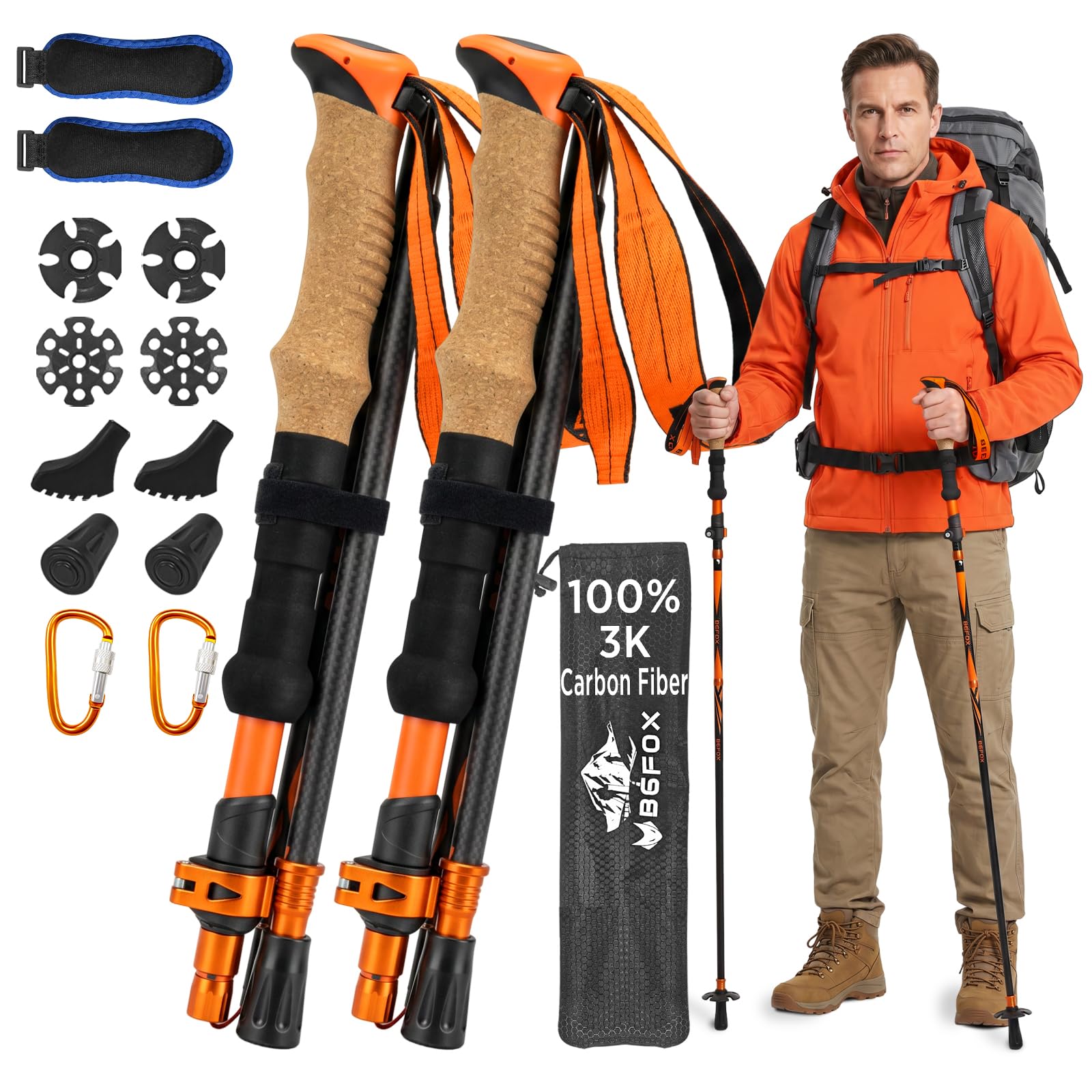 Photo 1 of BGFOX 3K Carbon Fiber Hiking Poles