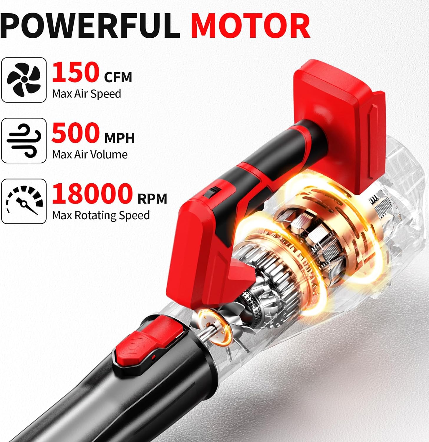 Cordless Leaf Blower, 150 MPH Electric Leaf Blower Cordless with 2 x 4.0Ah Battery, 6 Speed Modes, 500 CFM Battery Powered Leaf Blowers for Lawn Care, Patio, Yard, Sidewalk, Garage Cleaning