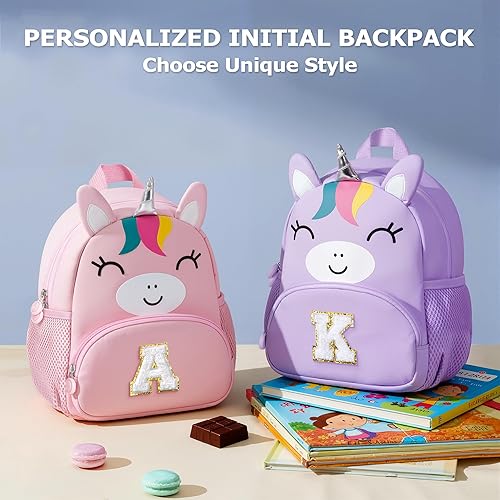 Miniatura 8 de YOOLIFE Mochila personalizada para niños pequeños, regalo de cumpleaños de 2, 3 y 4 años, mochila de unicornio con monograma de unicornio para niños