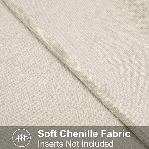 Miniatura 3 de Pyonic Juego de 2 fundas de almohada de felpilla de lujo, fundas de almohada suaves de 18 x 18 pulgadas, almohadas cuadradas color beige para sofá,