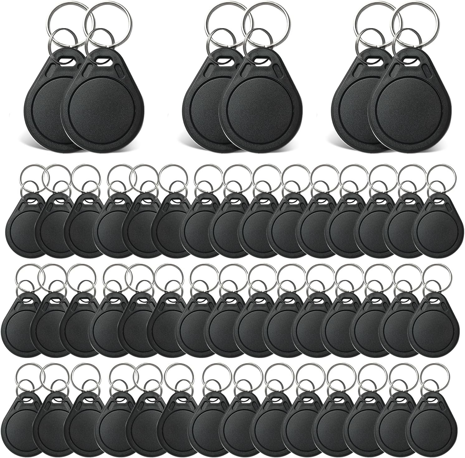 Ntag215 NFC Fob, Black Rewritable NFC 215 Keychain Programmable NFC Tag 504 Bytes Memory NFC Business Card Compatible with Mobile Phone (100PCS)
