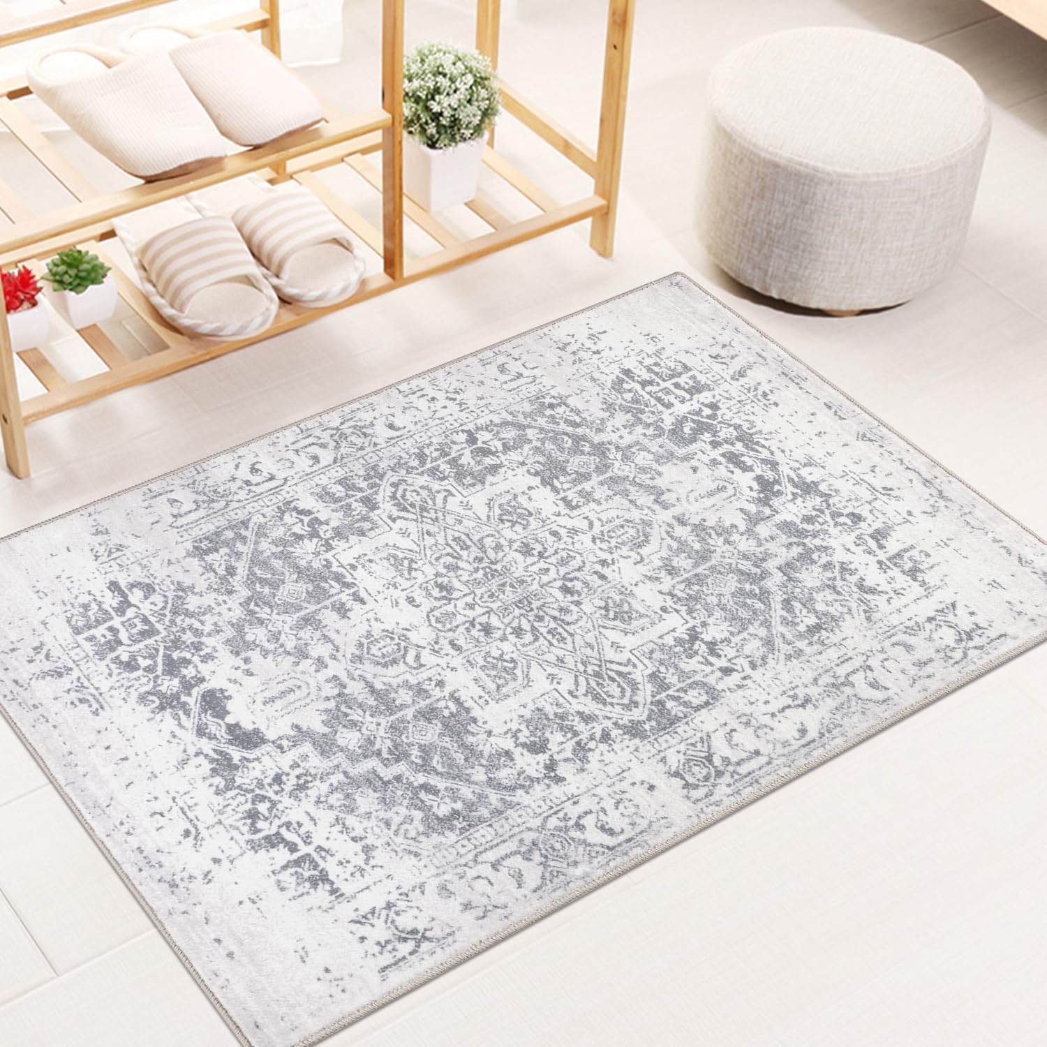 Soft Hallway Runner Vintage Boho Door Mats Indoor Non Slip Washable Entrance Rugs Carpet Floor Mats 60x90cm for Indoor Front Door Entryway Hallway