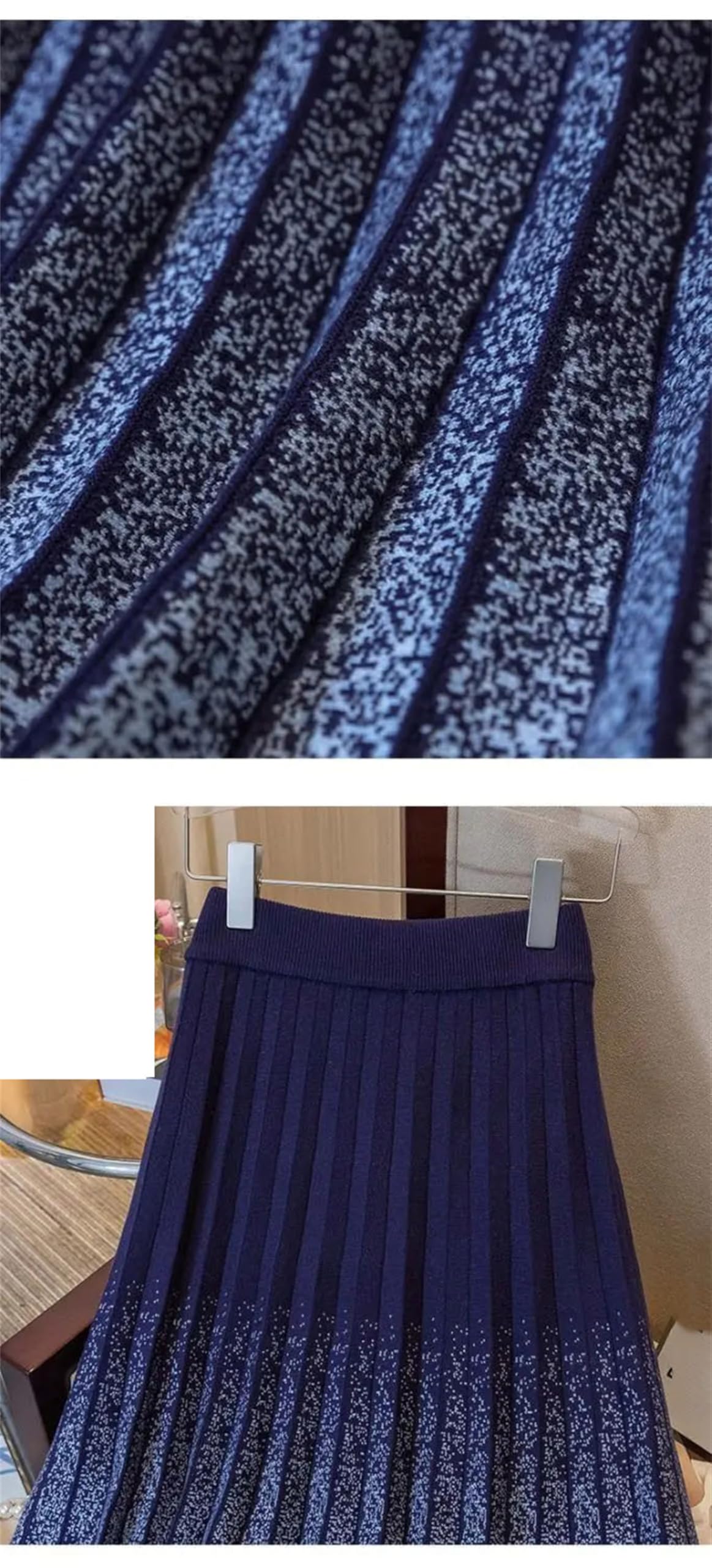 Spódnica z dzianiny damska jesienno-zimowa elastyczna talia plisowana spódnica midi moda damska odzież