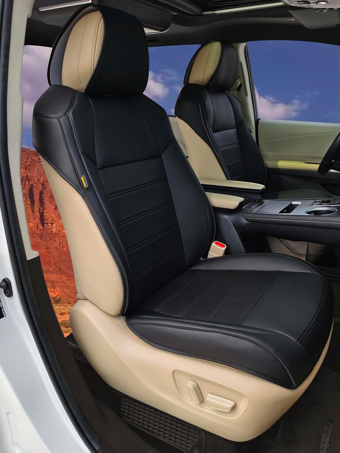 Custom Fit Front Seat Covers for Toyota Rav4 Corolla Cross Sienna Universal Car Seat Protectors with Waterproof and Easy to Install for Women Front Seat Cover - Faux Leather（Black）