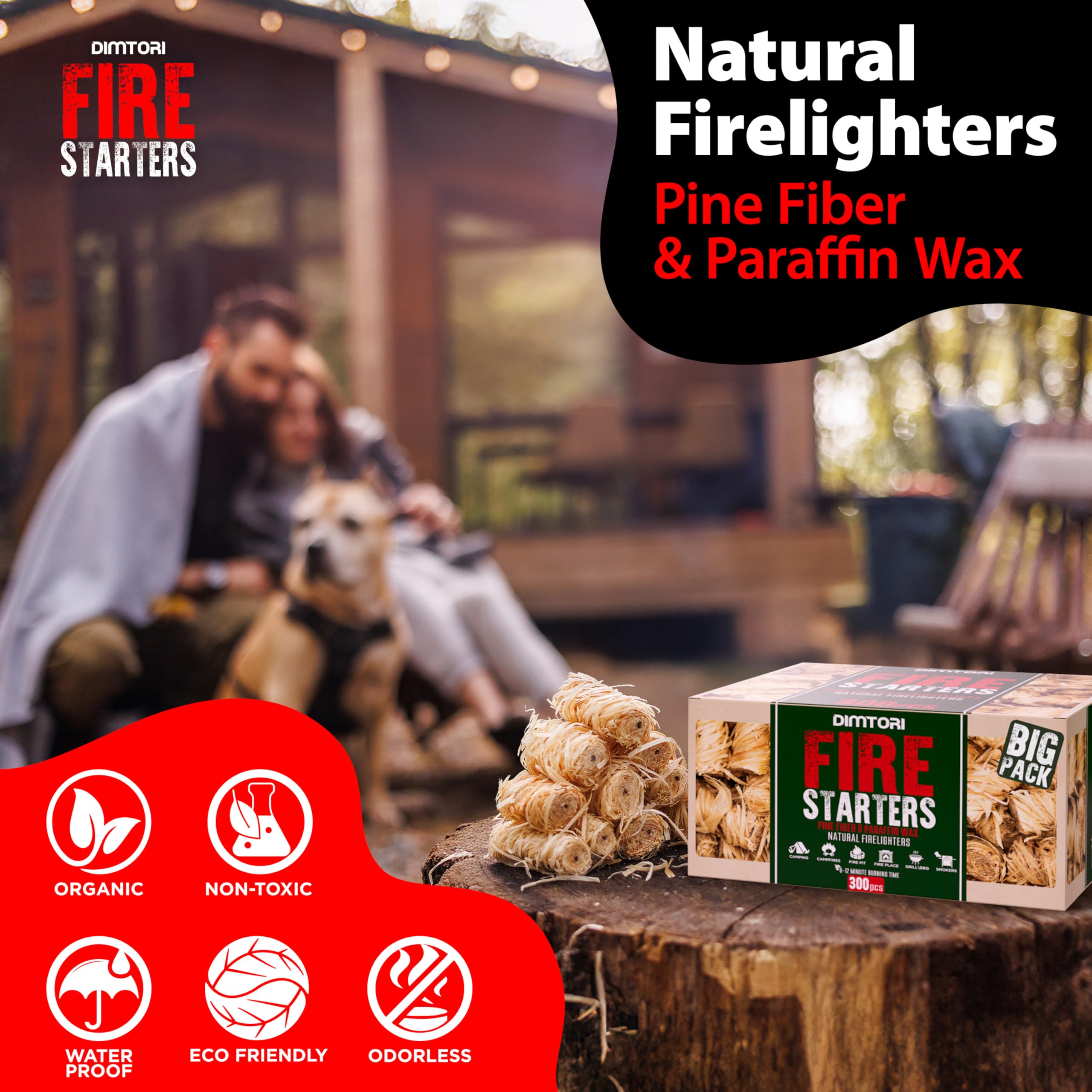 Natürlicher Feuerstarter für Lagerfeuer, Lagerfeuer, Pizzaofen, Kamin, Smoker, Grill, Pelletofen und Brennholz - Grillfeuerstarter, Kohleanzünder