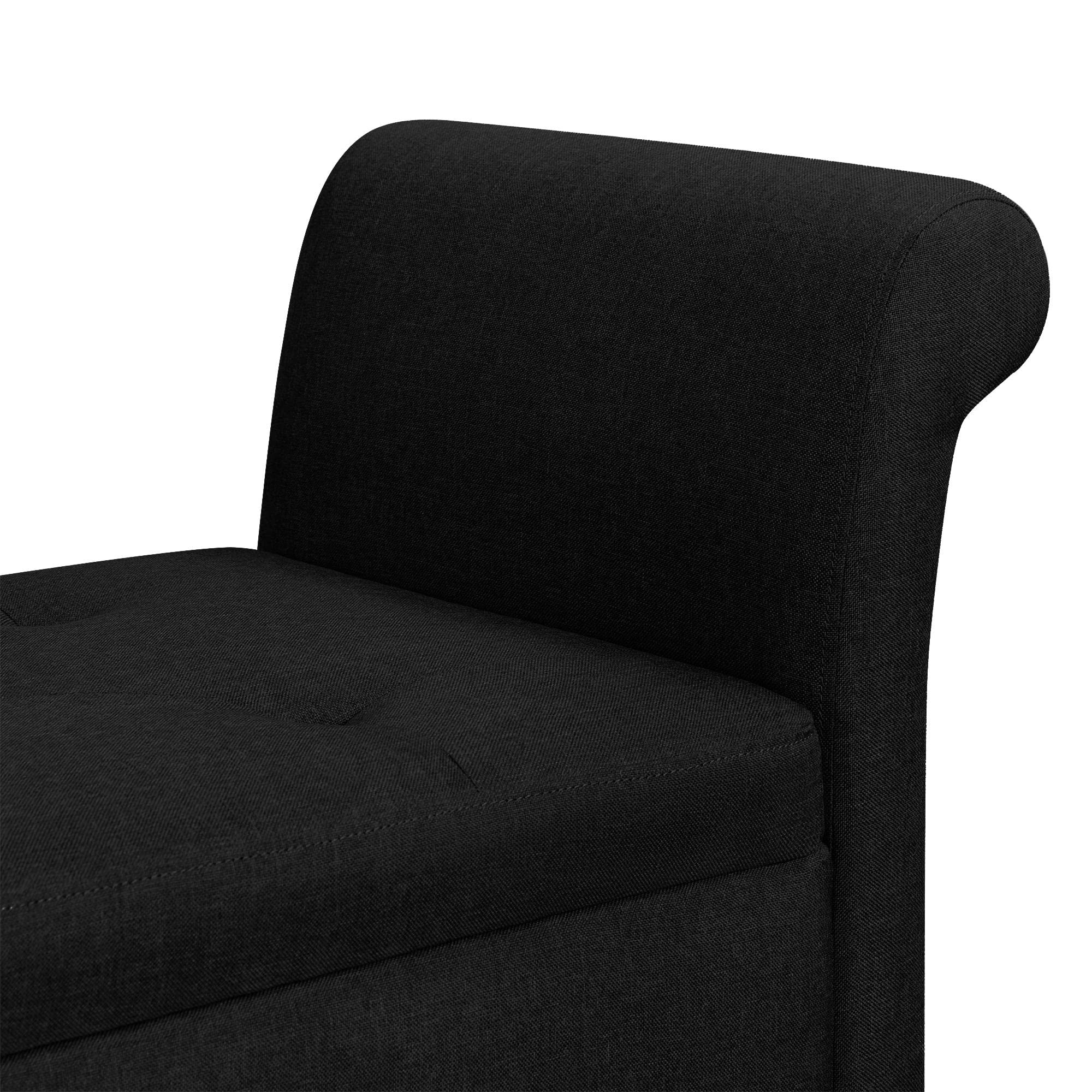 Abician Banc de Rangement avec Accoudoirs et Compartiment Coffre de Rangement Tissu Repose-Pieds et Caisse et Entrée Noir