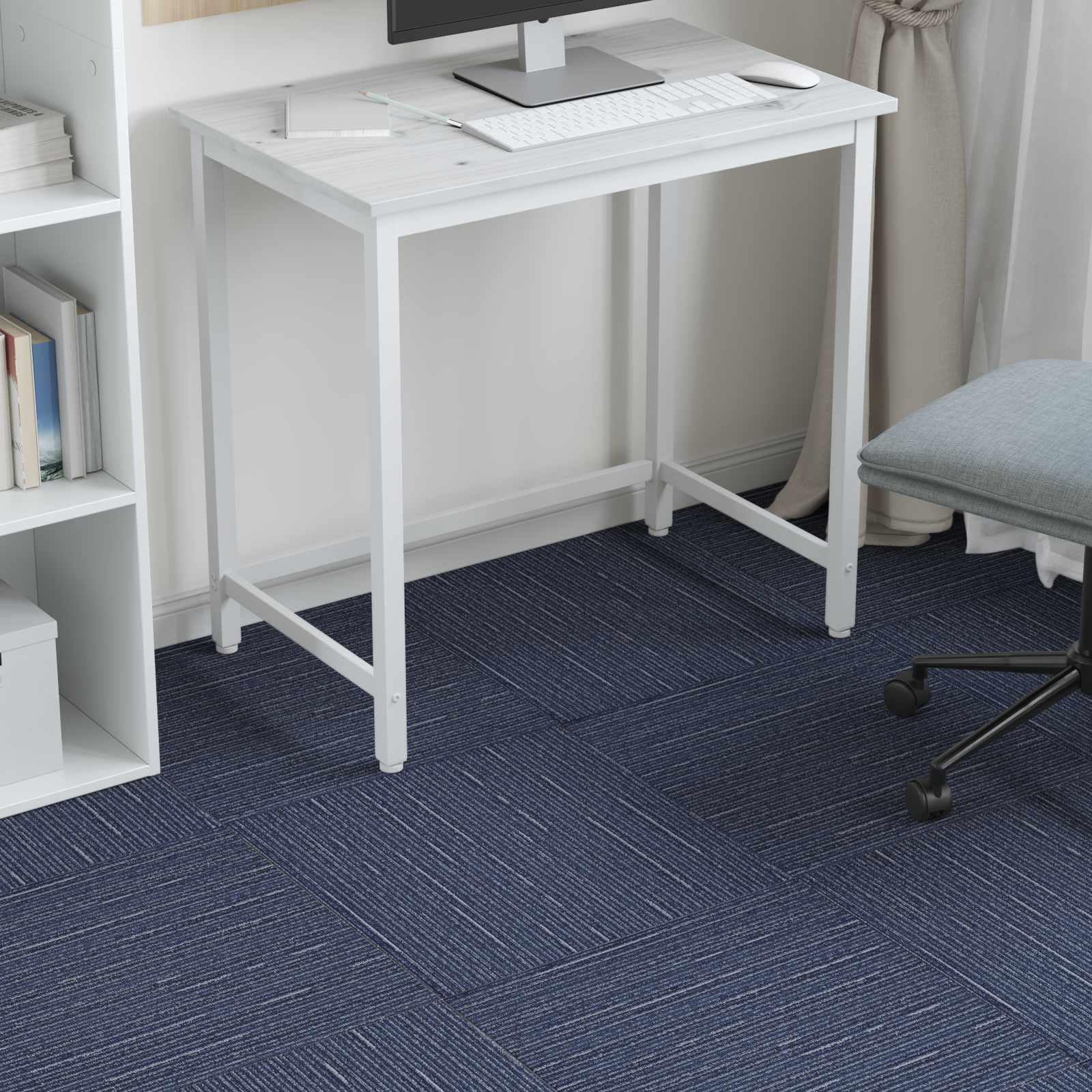 Teppichfliesen Gestreift Blau 50x50 cm 36 STK PP Bitumen