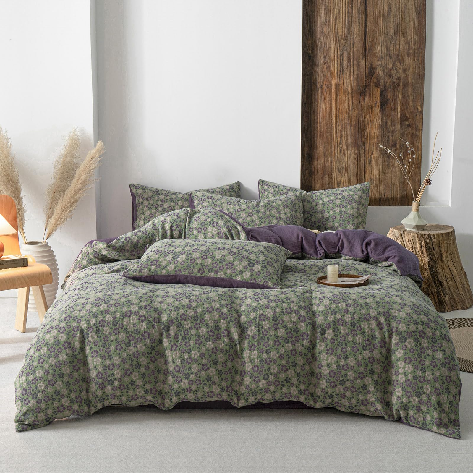 EAVD Vintage Purple Pink Floral Duvet Cover