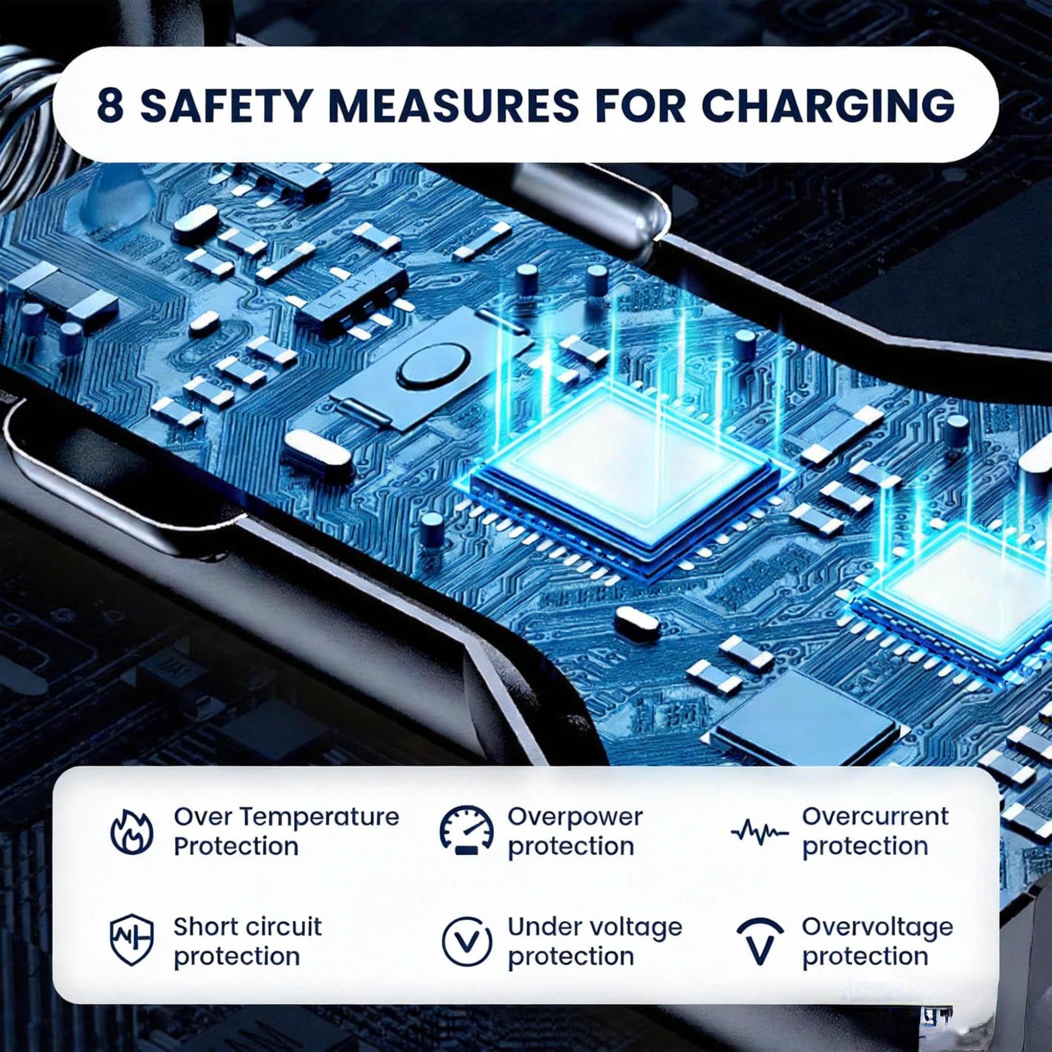 LED USB Car Charger Adapter 6 In 1, 6-Port 12/24V Fast USB Car Charger, 2 Type-C Ports Plus 4 USB Ports Cigarette Lighter USB Charger with Led Voltmeter, Compatible with Most Mobile Phones — view 7