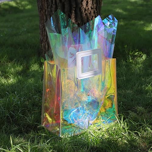 Miniatura 5 de VUOJUR Bolsa de regalo holográfica con papel de seda, reutilizable, bolsa de regalo de cumpleaños para mujeres y niñas, iridiscente, despedida de