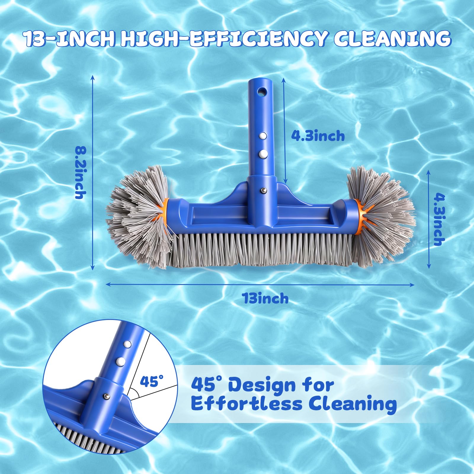 Brosse de nettoyage ronde 13″ pour piscine en film plastique