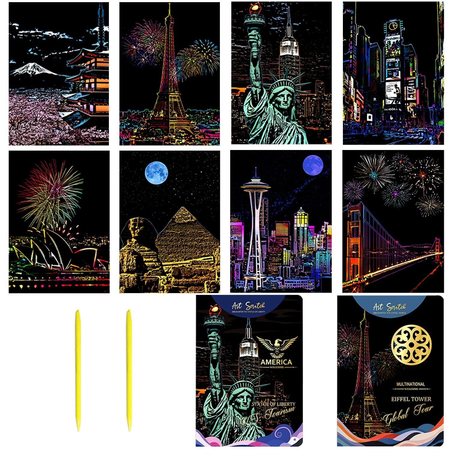 Georgie Porgy Zestaw obrazków do zdrapywania dla dzieci i dorosłych, Magic Rainbow Scratch Art, papier do zdrapywania na Boże Narodzenie, prezent urodzinowy z zestawem narzędzi do zdrapywania (A5