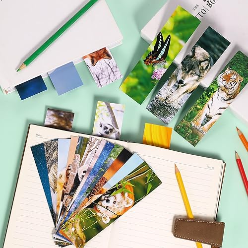 Miniatura 4 de 200 marcadores de animales para niños, marcadores de vida silvestre, marcadores de página de lectura de doble cara, bonitos marcadores para amantes