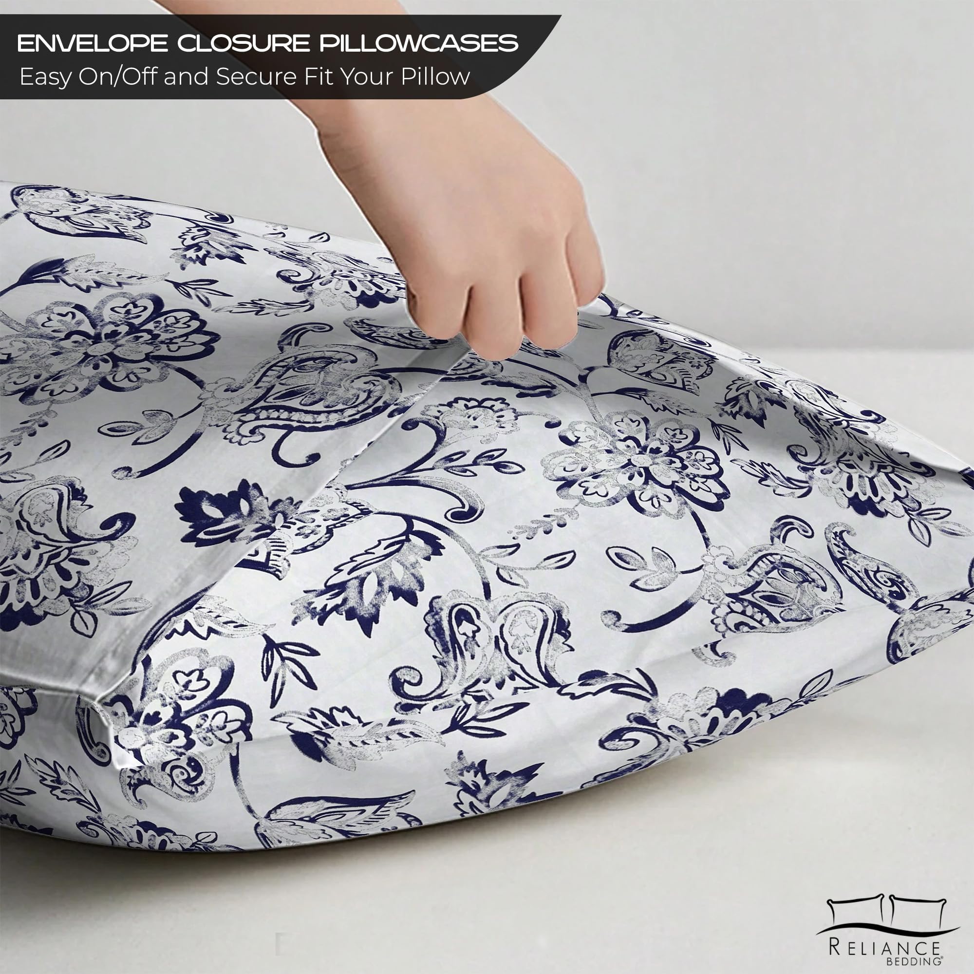 100% Cotton 400 Thread Count Double Duvet Cover Set Printed Floral, Vintage Floral - Image 5