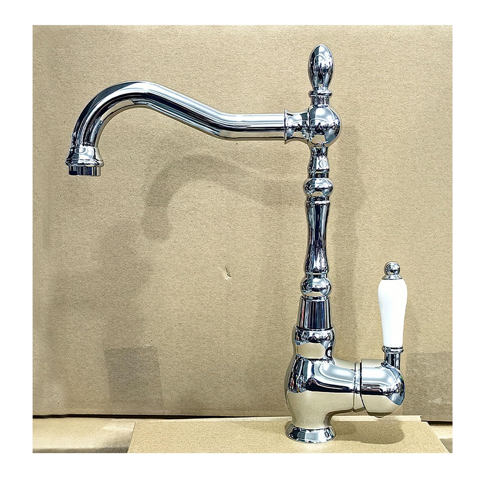 ASerZenith Vintage Single Handle Bathroom Faucet,Brass Kitchen Faucet Hot Cold Mixer Tap,Antique Vessel Sink Faucet With Ceramic Handle,Electroplating(Electroplating)