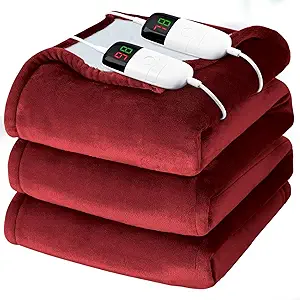 Heated Electric Blanket Queen Size - 84" x 90" Heating Blanket with Dual Control, 10 Levels & 8 Hours Auto Off, Soft Warm Flannel Gift with Over-Heat Protection, ETL & FCC Certified