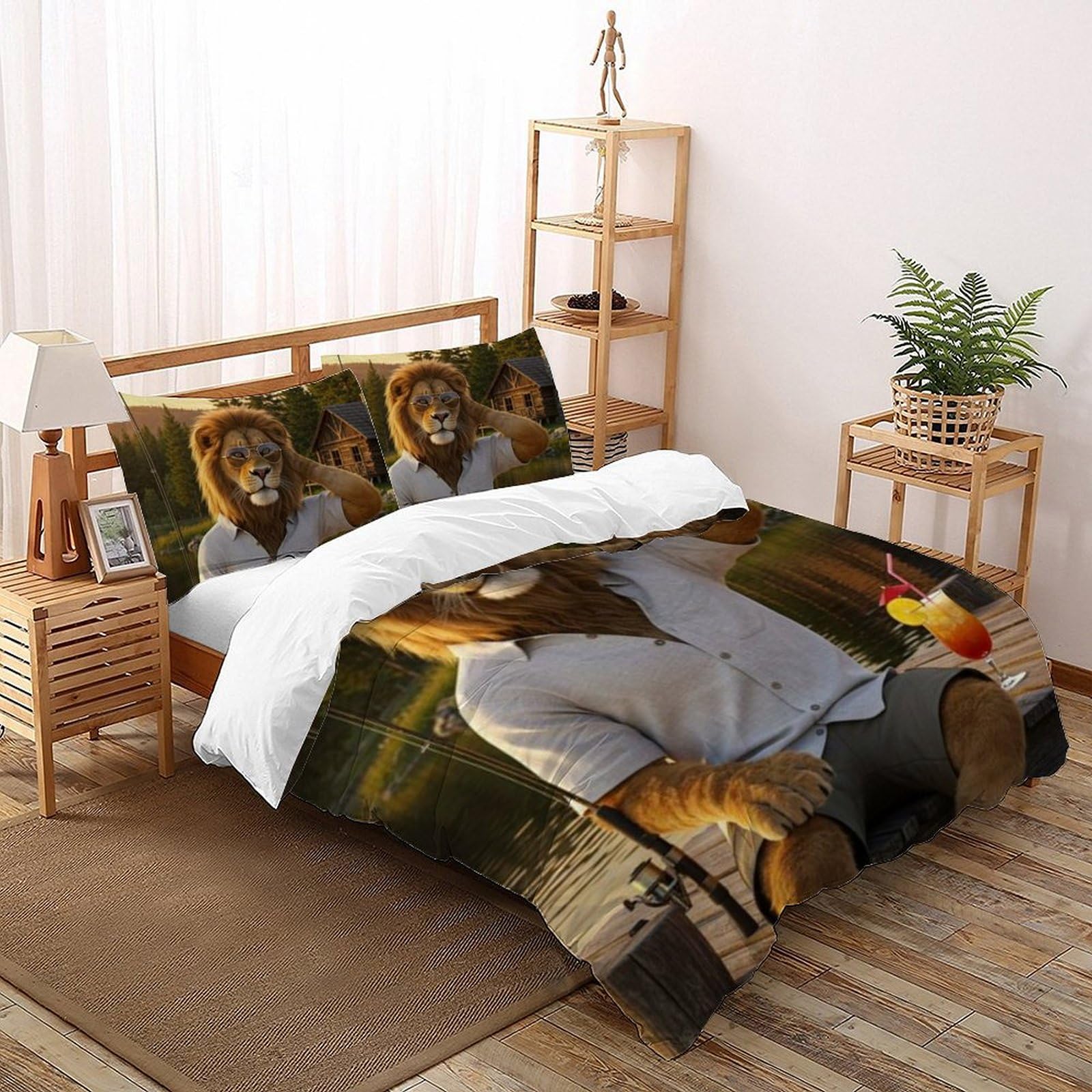 Housse de couette 220x240cm microfibre sans repassage imprimé animaux 3D