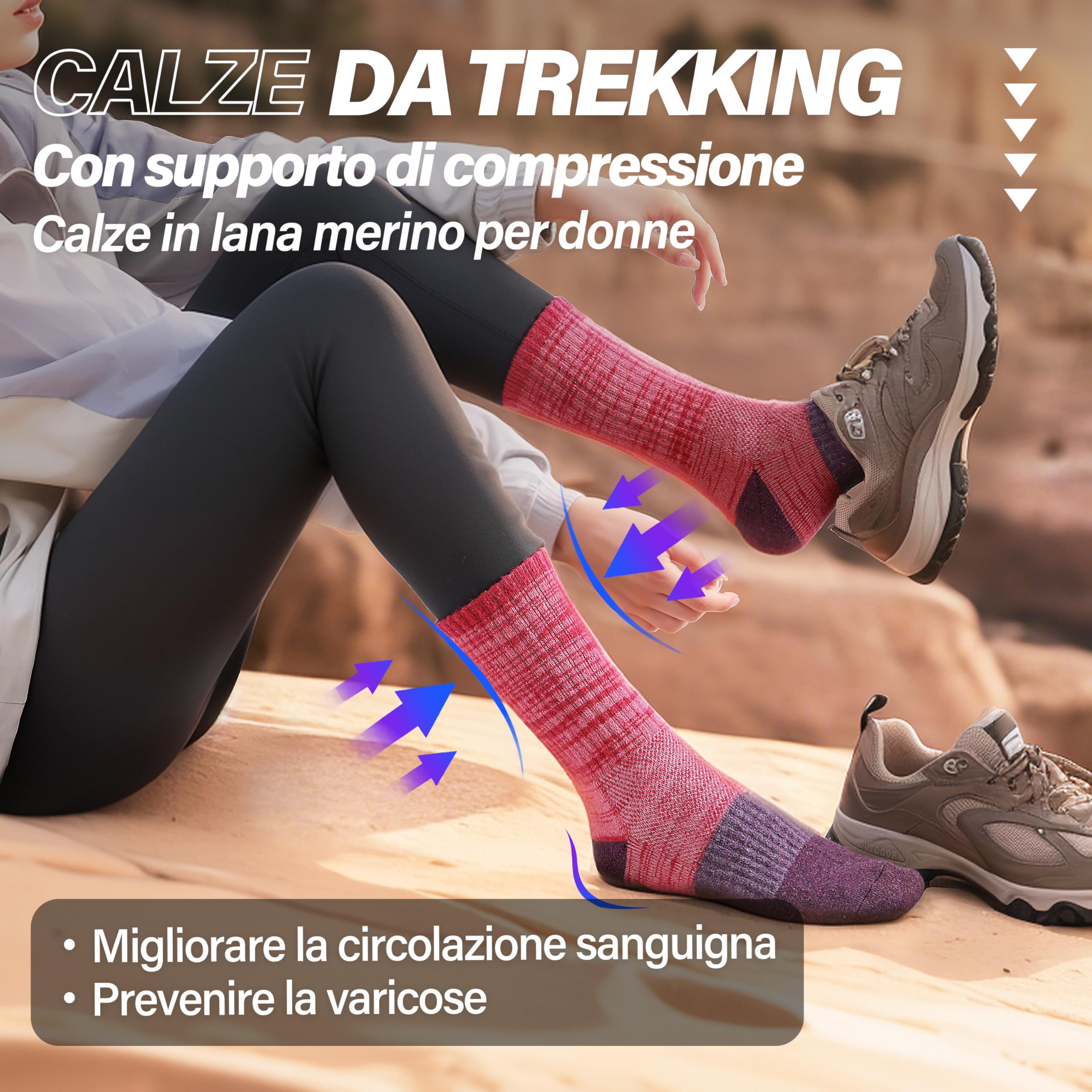 MOSEY KOSY 5 Paia di Calzini Termici in Lana Merino per Donna per Trekking Attività all'Aria Aperta e Lavoro Caldi Traspiranti e Invernali