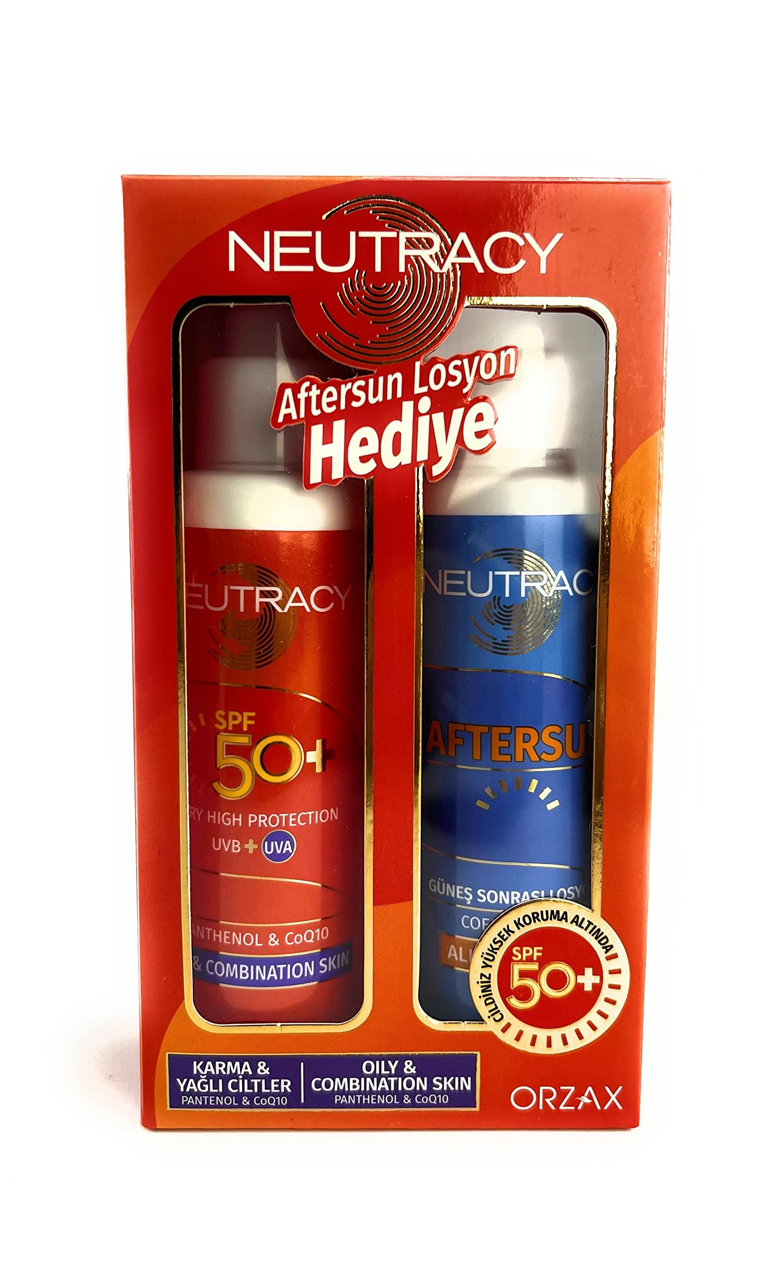 Orzax Neutracy Güneş Koruyucu Set Karma & Yağlı Ciltler İçin - Güneş Kremi SPF50+ 150 ml + After Sun Losyon 150 ml