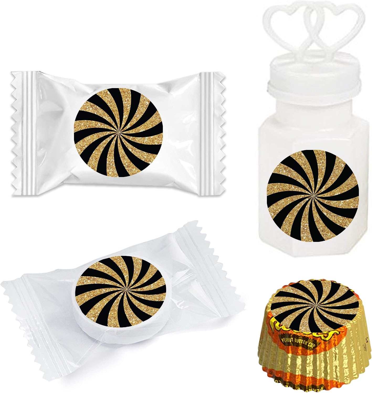 Andaz Press Chocolate Drop Labels Trio, Fits Kisses Party Favors, Happy Retirement Black and Gold Glitter, 216-Pack, Envelope Seals Stickers, The Legend Has Retired