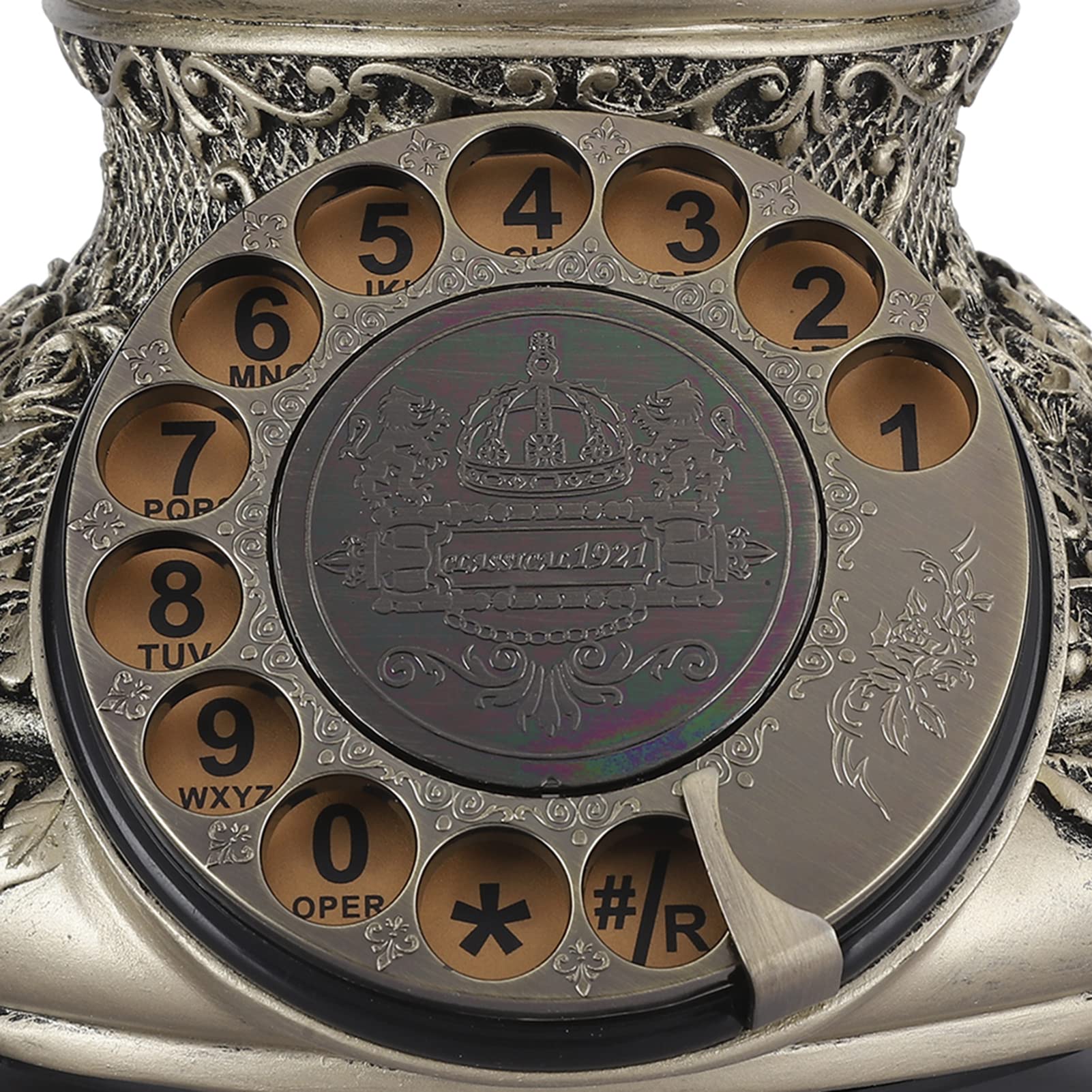 Zunate Zabytkowy Telefon Stacjonarny z tarczą obrotową |Europejski Telefon w Stylu Retro z żywicy do Dekoracji Biurka, Ponownego Wybierania Typu Plug and Play
