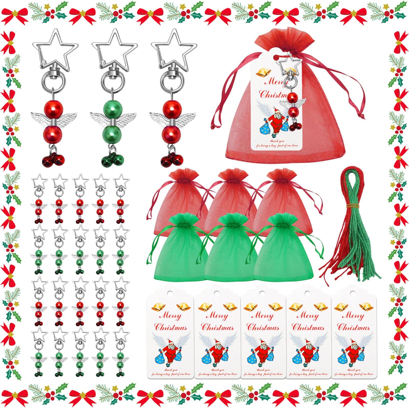 KiKiHong Schutzengel Schlüsselanhänger Set - 24 Stück Für Weihnachten & Taufen