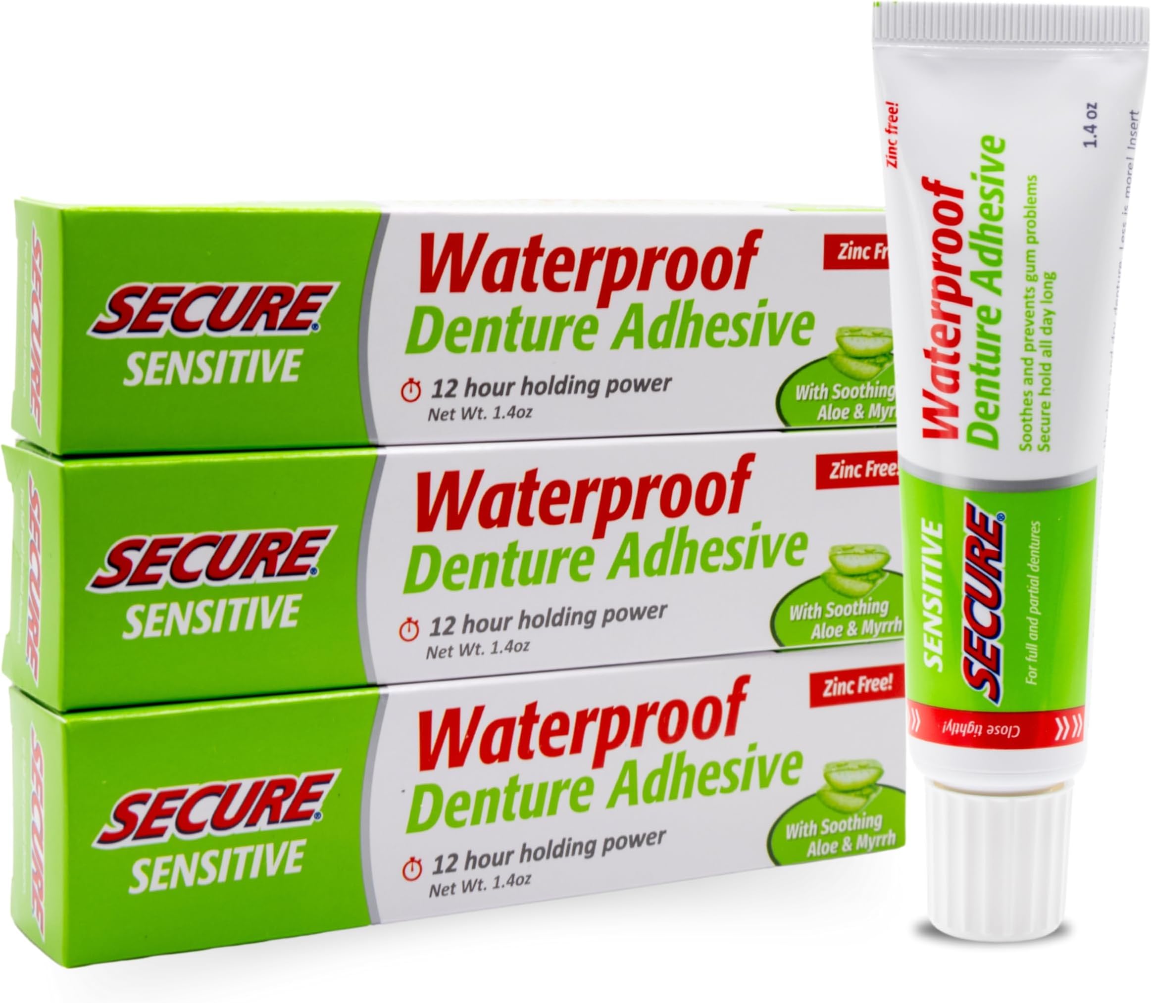 Secure Denture Adhesive, sensitive, 1.4 oz (3 pack)