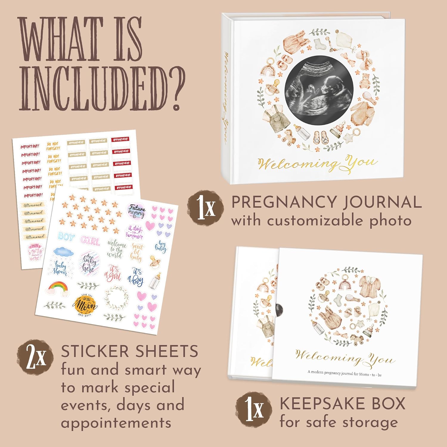 Beautiful Keepsake Pregnancy Journal Memory Book with Milestone Stickers – Pregnancy Planner Weekly and Monthly Tracker - Image 3