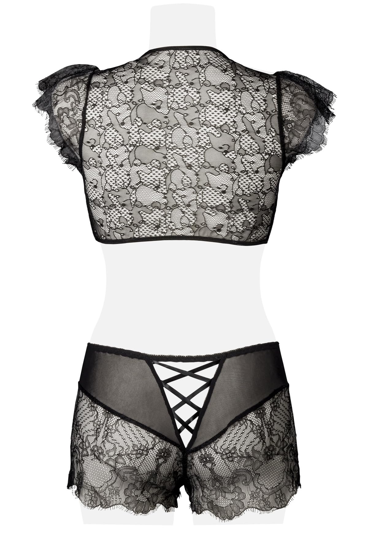 Lingerie Dentelle Caraco Femme sous-vêtement Noir 100% Polyamide