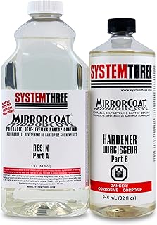 Sponsored Ad - System Three Mirror Coat BarTop Epoxy Resin Coating, 3 Quart, Clear