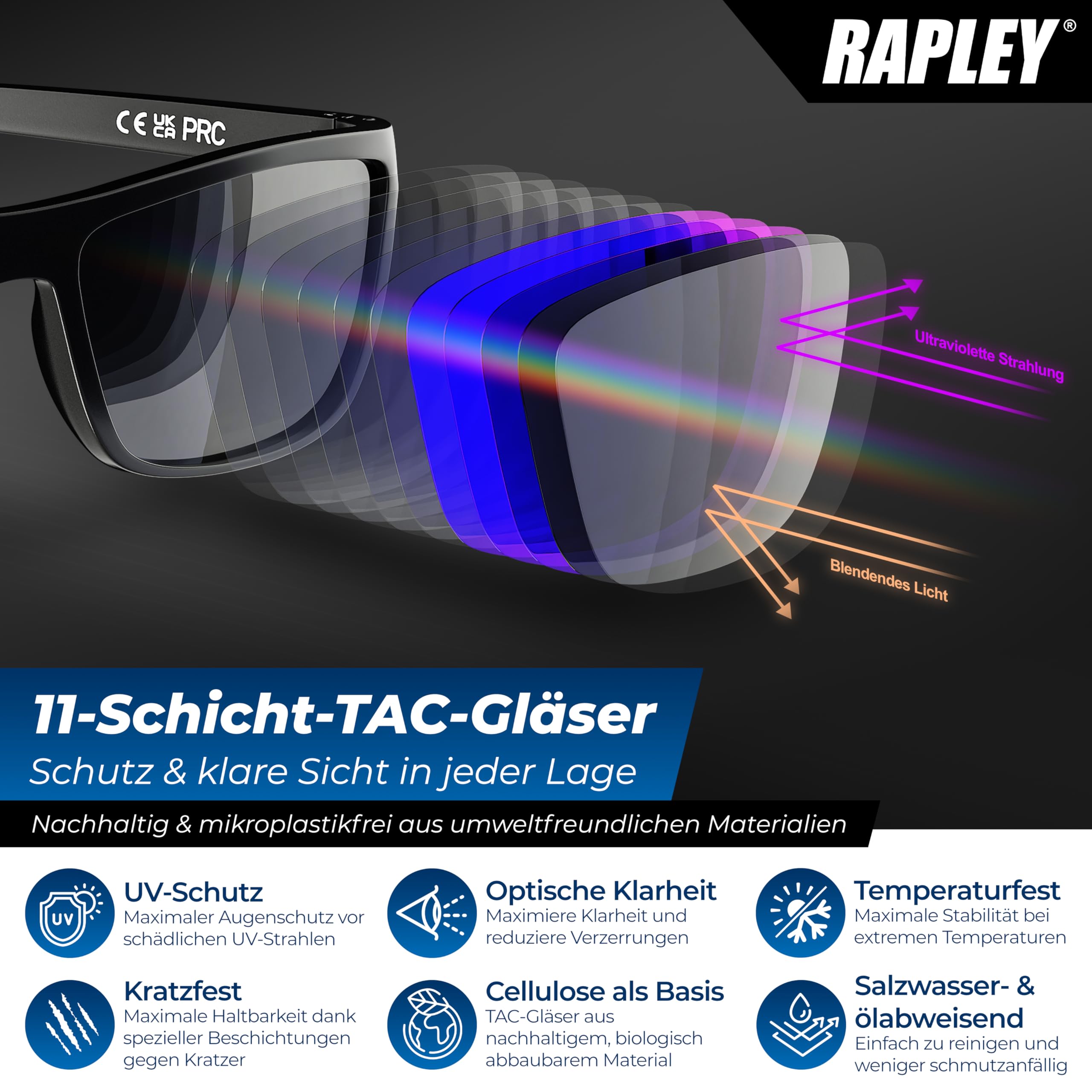 Occhiali da sole polarizzati da uomo con protezione UV400 – Occhiali polarizzanti infrangibili da pesca con lenti TAC a 11 strati antigraffio – Occhiali Polari per sport all'aria aperta e