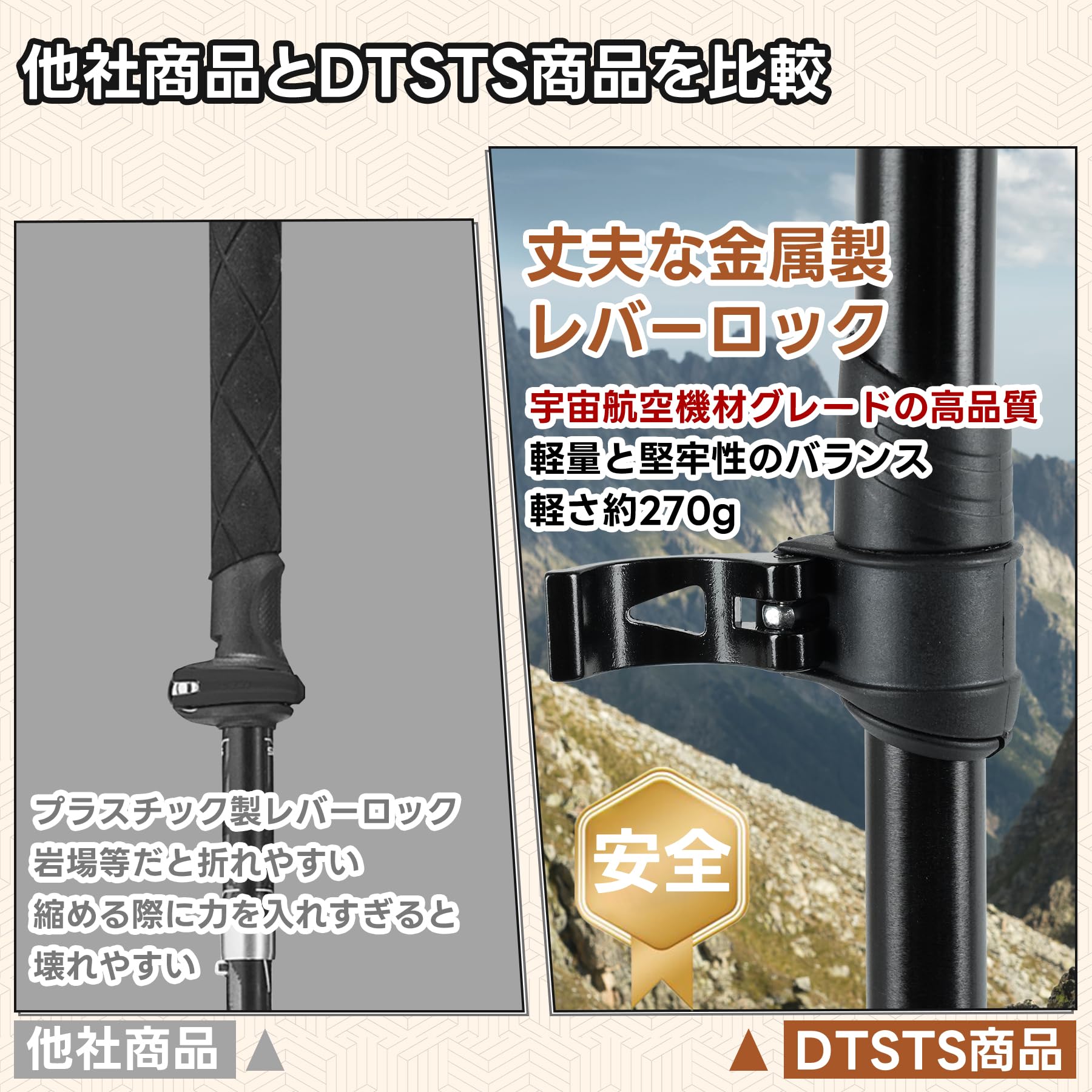 Amazon | DTSTS トレッキングポール 登山 ストック 登山杖 軽量 伸縮